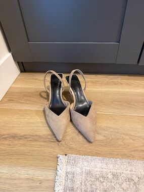 H&M Taupe Pointed Slingback Heels